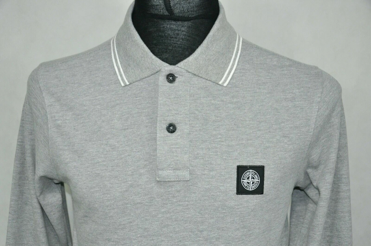 White stone island polo long cheap sleeve