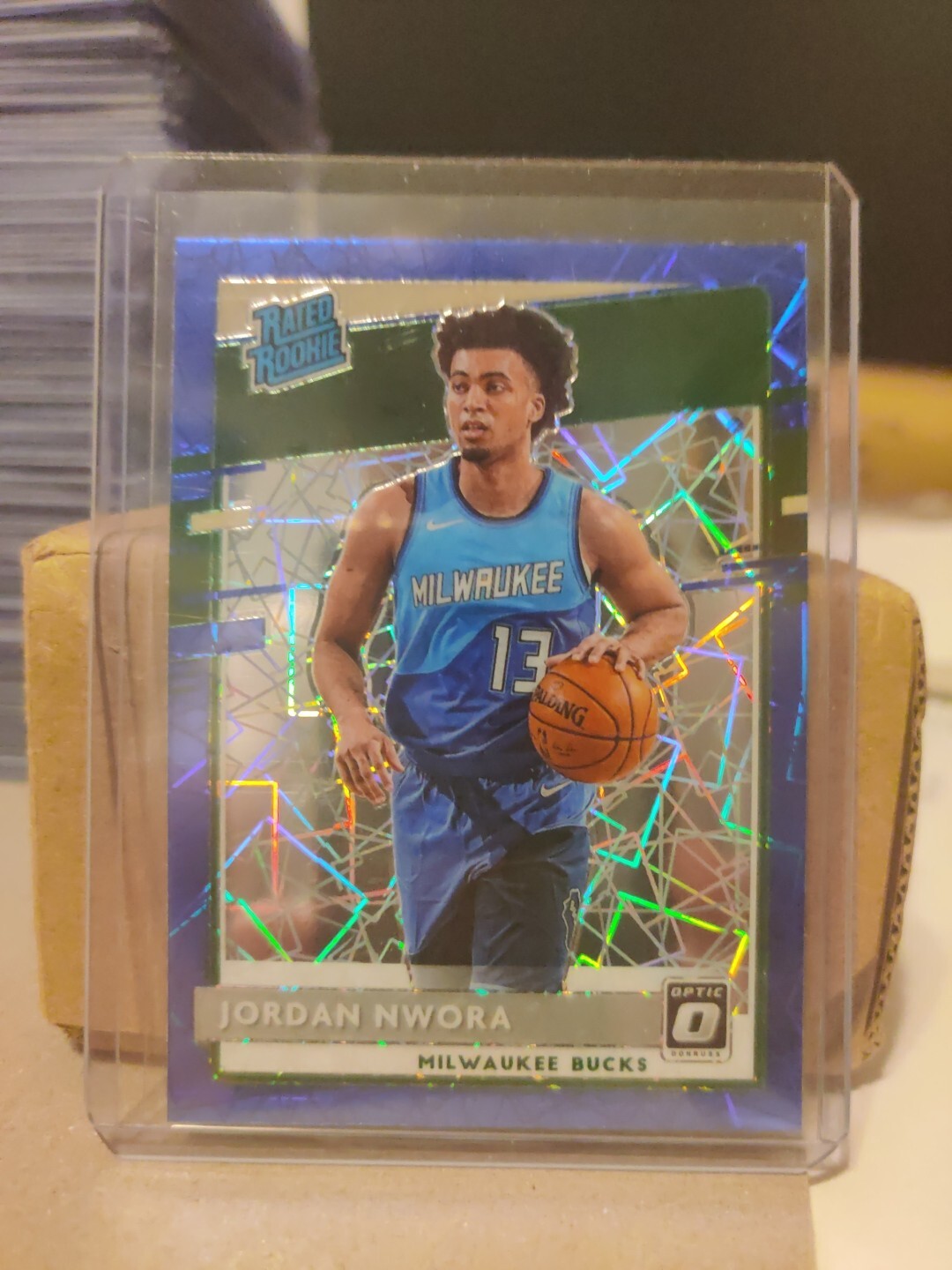 Jordan Nwora 2020-21 Donruss Optic Blue Velocity Prizm RC #189 Bucks