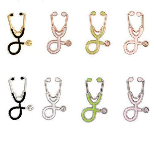 Fashion Stethoscope Brooch Doctor Accessories Enamel Green Plant Lapel Pin Set