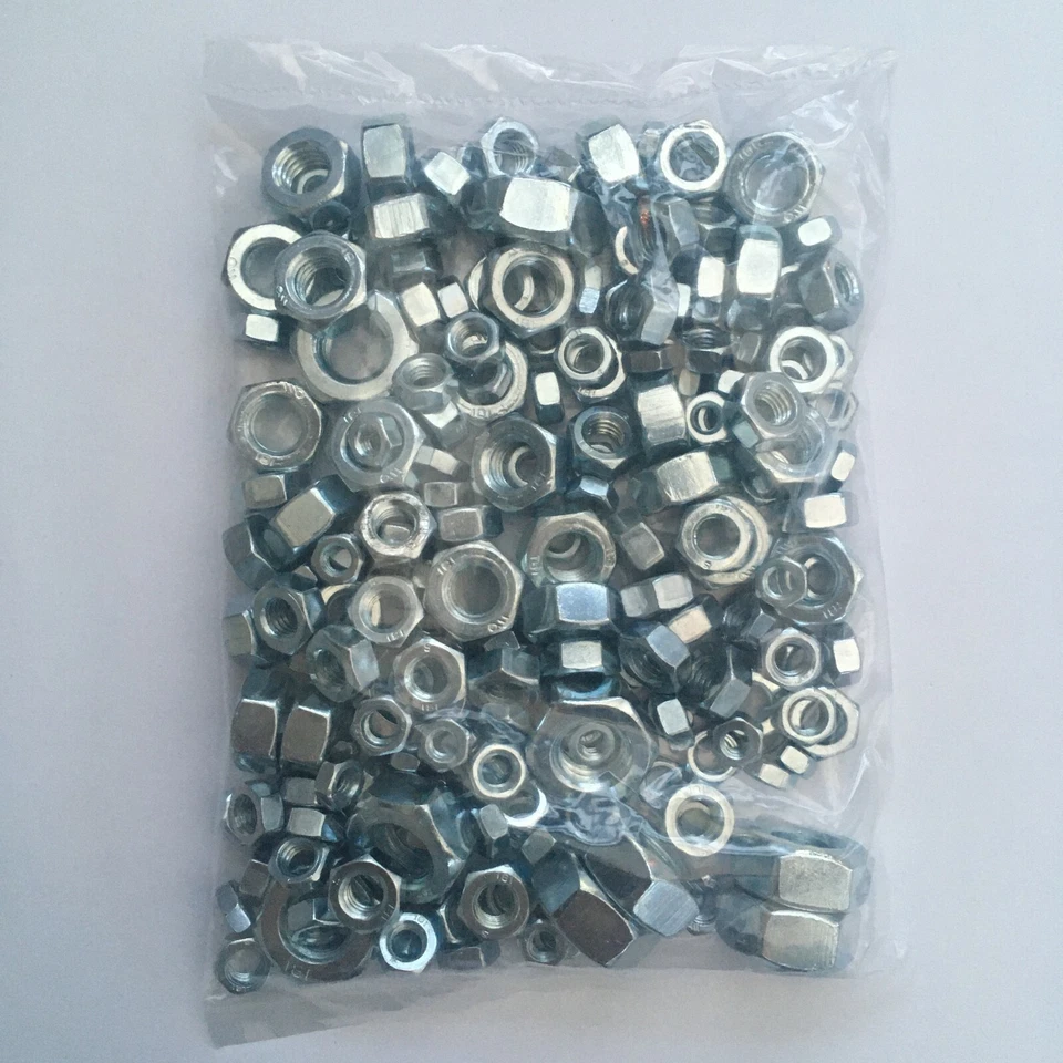 H&H 400g OF 'MIXED IN THE PACK' FULL NUTS ZINC PLATED STEEL BZP FULL NUT CHEAP !!