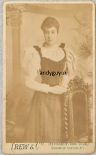 CDV LADY SLIM WAIST FASHION DRESS PUFF SLEEVE TREW FINSBURY PARK ANTIQUE PHOTO