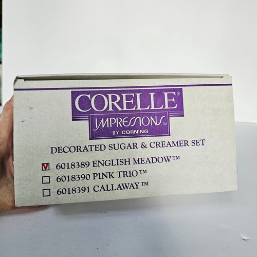 NIB Vintage 80s Corelle Impressions English Meadow Sugar & Creamer Set M1127 - Picture 10 of 17