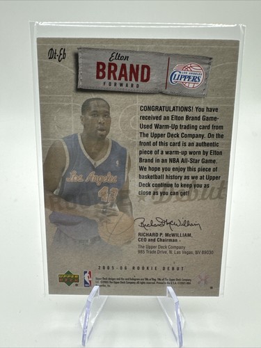 2005-06 Upper Deck Rookie Debüt - Debüt Threads #DT-EB Elton Marke (MEM) - Bild 2 von 2