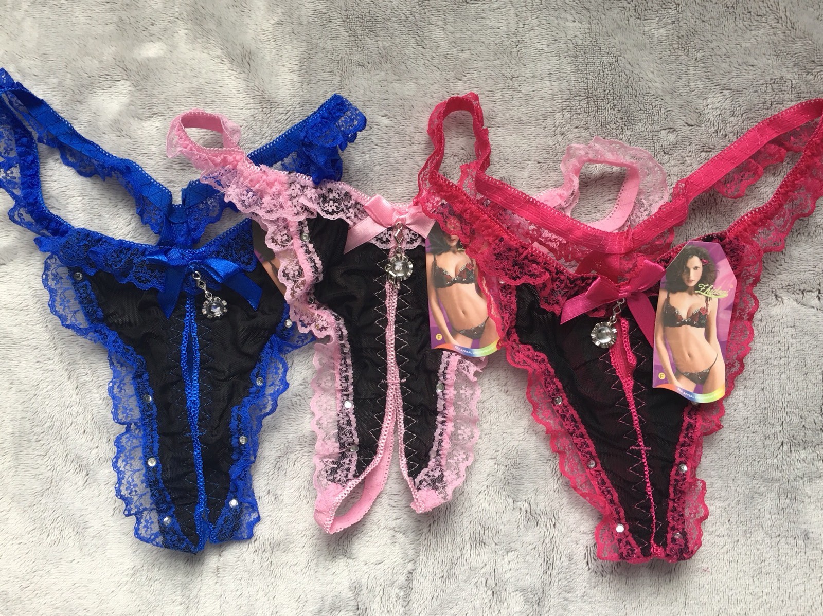 Sexy Open Crotch Panties Lace Front Back Crotchles G-Strings Thong US
