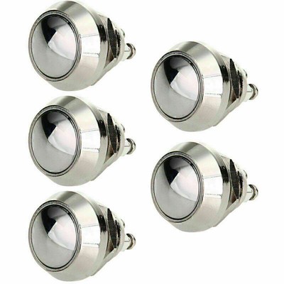 5x 12mm Auto KFZ Druckschalter Trompete Momentary Edelstahl Drucktaster Switch
