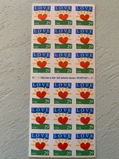 US Stamps SC# 2813a Love 29c Booklet pane of 18 p#B121-5 MNH 1994