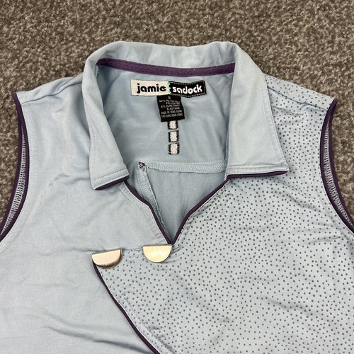 Jamie Sadock Shirt Womens Small Blue Dot Print Shirt Top Sleeveless Golf Ladies - Picture 3 of 17