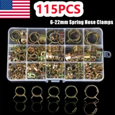 115PCS Hose Spring Clamps 6-22mm Fastener Kit Fuel Water Line Pipe Air Tube Clip