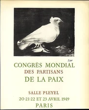 1959 Mini Poster Lithograph ORIG Print Pablo Picasso Wold Congress Peace Paris