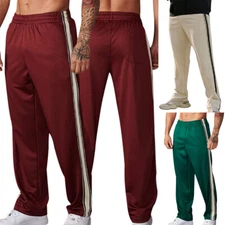 Mens Jogging Bottoms Striped Joggers Gym Sports Tracksuit Casual Pants Trouser L