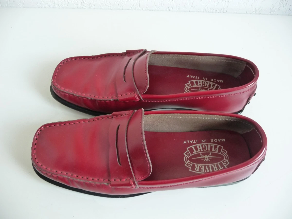 mocassins femme TRIVER FLIGHT taille 36 1 2 cuir rouge parfait