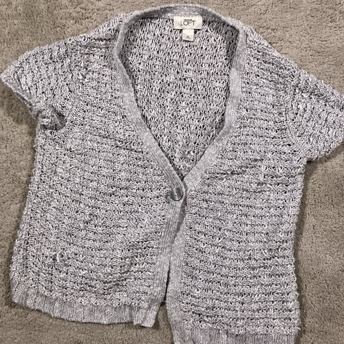 Ann Taylor LOFT Linen Blend Cardigan Women's Medium Sweater Cottagecore Crochet - Picture 5 of 9