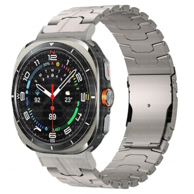 Stainless Steel Strap for Samsung Galaxy Watch Ultra 47mm Titanium Color No Gaps