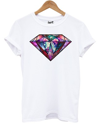 Galaxy Diamond T-Shirt Fashion Hipster Space Tumblr Printed Design Top Geschenk 