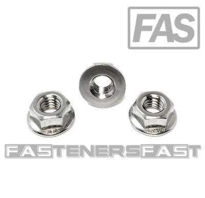 (25) M6 x 1.0 Stainless Steel Non-Serrated Flange Nuts DIN6923 Nuts M6-1.0 A2