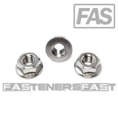 FASTENERCART (25) M6 x 1.0 Stainless Steel Non-Serrated Flange Nuts DIN6923 Nuts M6-1.0 A2