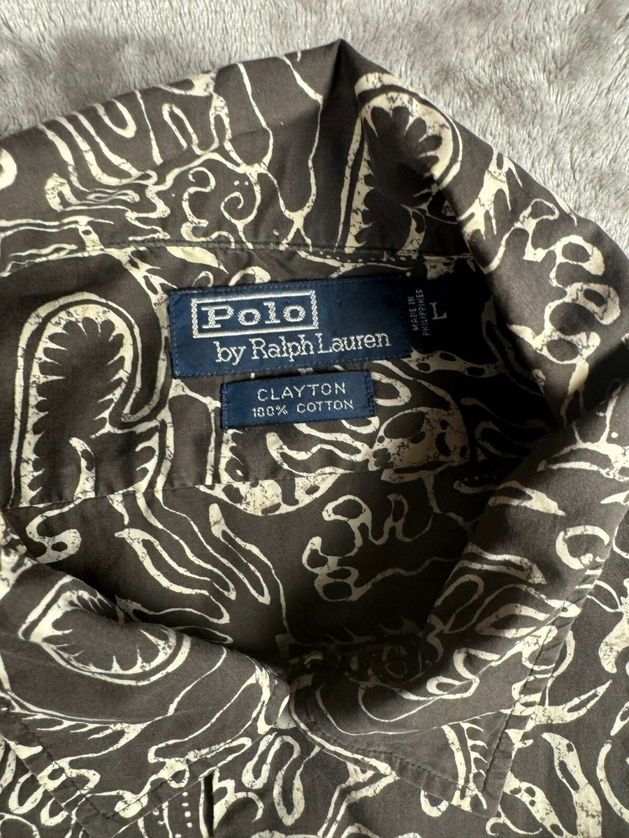 トップス Polo Ralph Lauren CLAYTON Linen Cotton Vintage Polo Ralph Lauren Clayton Linen Shirt Mens L gray