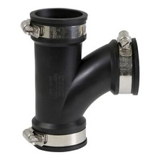 Everflow 2 inch Flexible PVC Tee Coupling with Stainless Steel Clamps