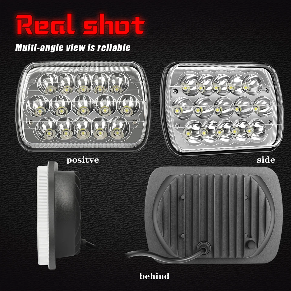 Chrome Pair 7x6" LED Headlights High/Low Beam for 1982-1993 Chevy S10 Blazer DOT Foto 3 de 4