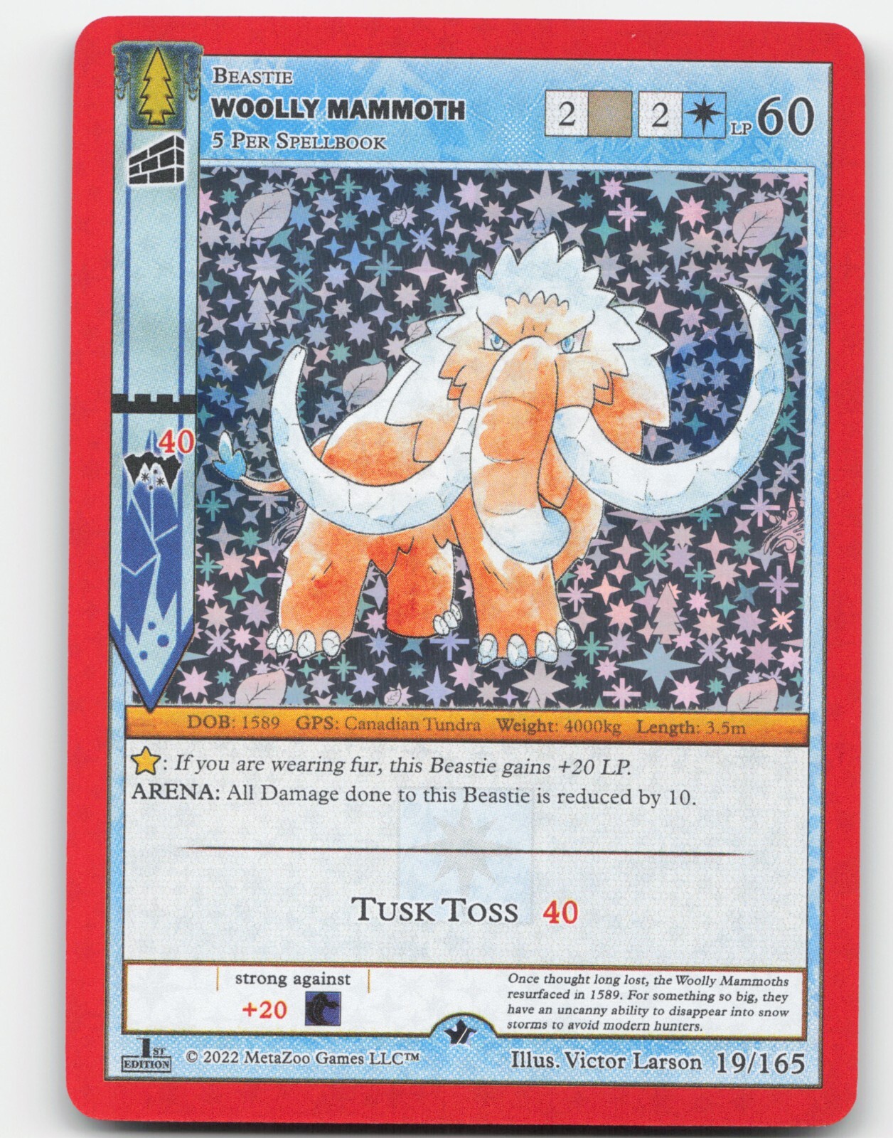 MetaZoo CCG Woolly Mammoth Wilderness: First Edition 19/165 Holo Gold