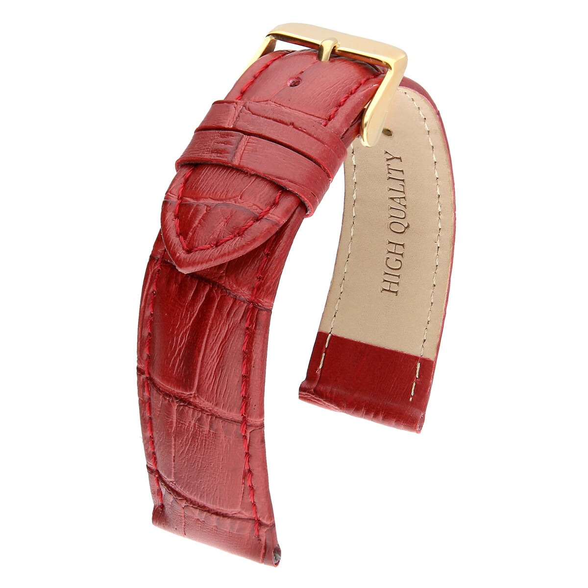 Bracelet Montre Cuir Croco Marchel - Largeur 10mm, Longueur 18.5cm, Fermoir Doré (Noir, Bleu, Blanc, Marron, Rouge, Vert)