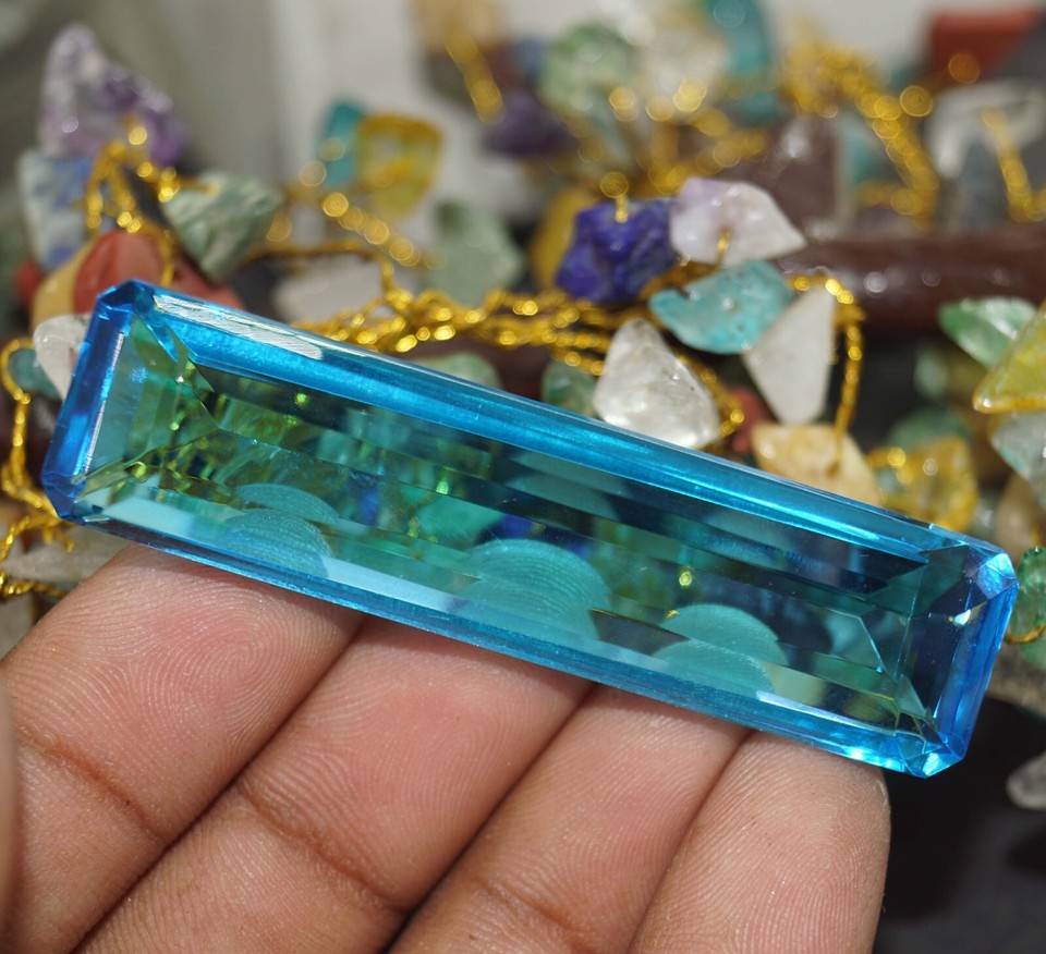 Certified Natural Brazilian 500 Ct Sky Blue Emerald Cut Topaz