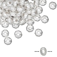 100 Silver Plated Brass 3x2mm Corrugated Rondelle Spacer Beads with 0.5mm Hole