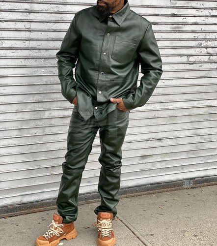 Men's 100% Real Leather Pant and shirt,2 piece Premium Outfit ,Party Wear - Picture 2 of 4