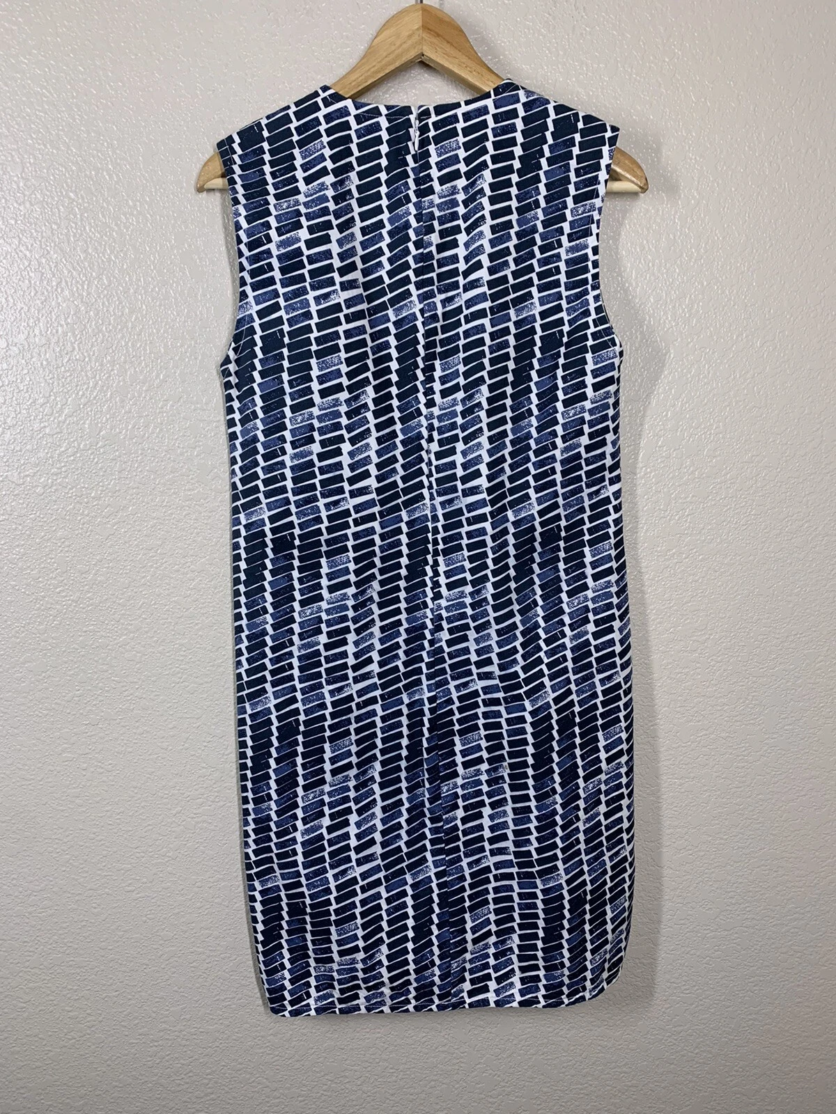 Abito Kate Spade Saturday senza maniche a tubino taglia S alto orlo basso blu bianco