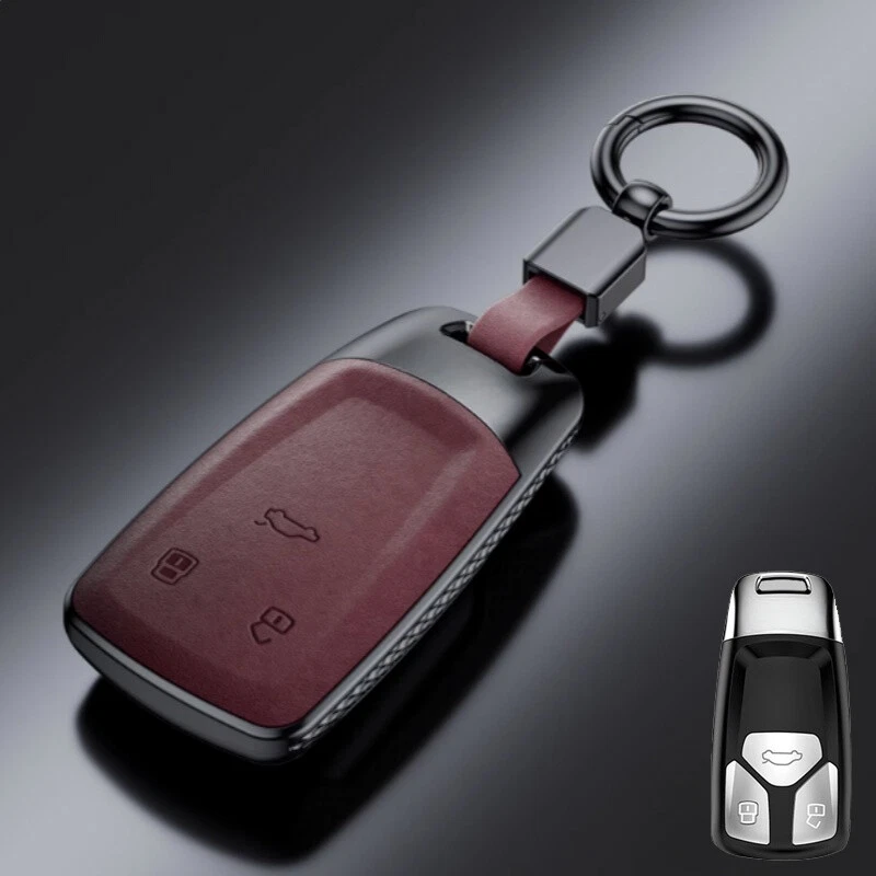 Suede Leather Car Key Fob Case Cover Bag For Audi S4 S5 B9 Q7 M4 Q5 TT A4 A5 RS Foto 3 de 4