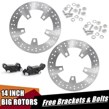 Big 14" Brake Front Rotors Brackets Bolts For Harley Touring Street Glide 09-23