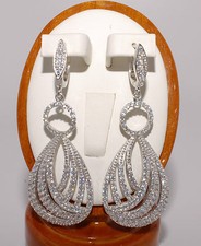 Lovely Silver Ladies Earring With White Topaz Stone Jewelry Brand New