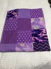 Purple Handmade Patchwork Infant Quilt Size 36  x 32  EUC