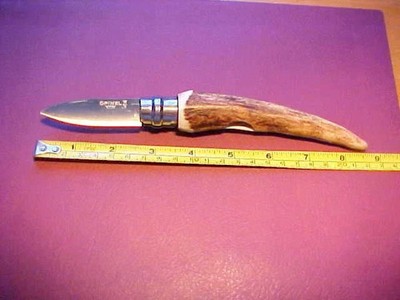 CUSTOM NEVER USED FRENCH FRANCE OYSTER OPINEL No 9 POCKET  KNIFE STAG HANDLE