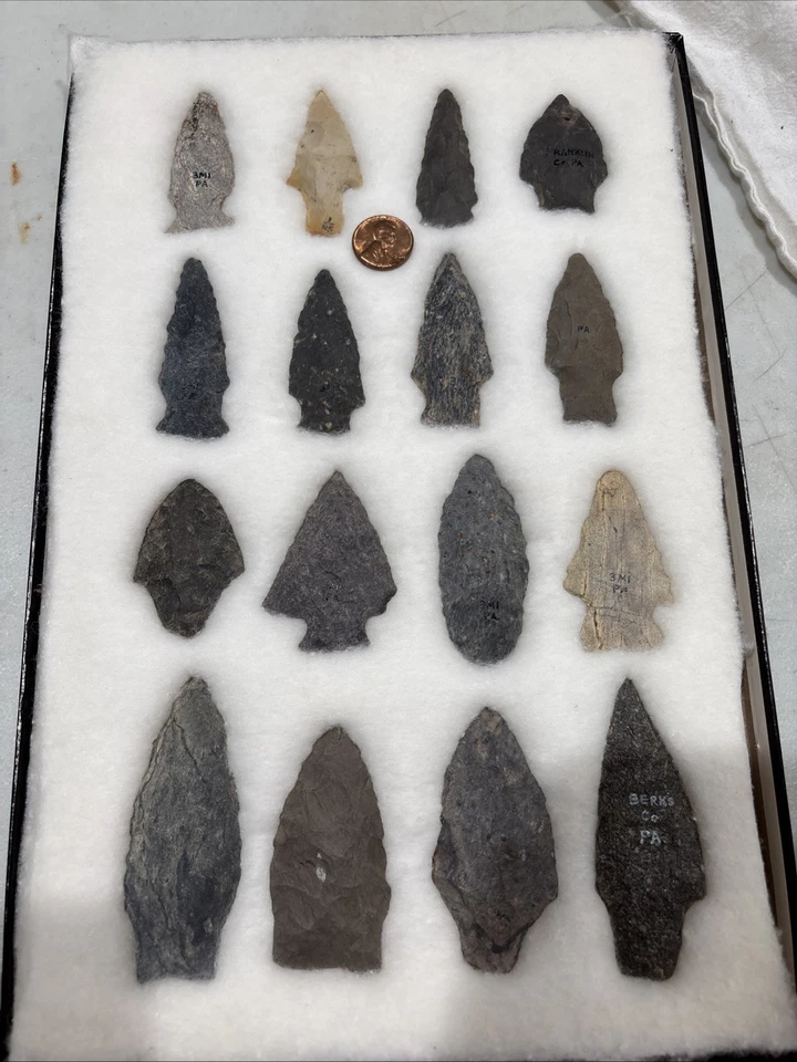 16 GUARANTEED Authentic Arrowheads Native American Points Artifacts PA Lot - Image 2 of 4