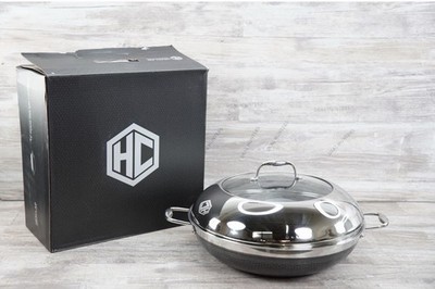 FREE SHIP! HexClad Hybrid Nonstick 14'' Inch Wok Stainless Steel Lid NEW OPEN BOX
