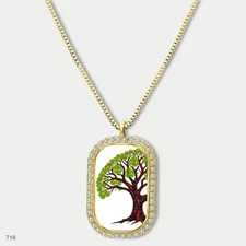 Amazing Colorful Tree of Life Pendant Necklace Chain Image Dog Tag Chain Gift De