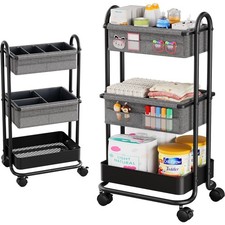 Modanais Baby Diaper Caddy Organizer Cart - 3 Tier Rolling Storage Cart with ...