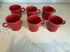 Fiesta Ware Scarlet Red Coffee Mug Cup Set Of Six Ring Handle Made in USA EUC