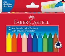 FABER-CASTELL 120010 - Dreikant Wachsmalstifte, 12er Etui