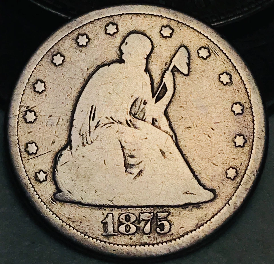 1875 CC Twenty Cent Piece 20C Ungraded 90% Silver US Coin CC28312 - Image 2 of 4