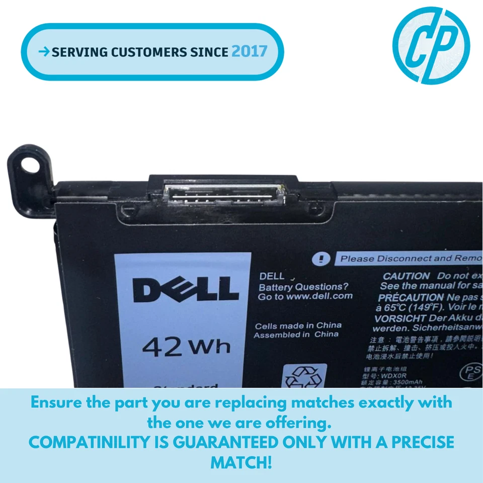 Batería Dell WDXOR 0FC92N 11.4V 42Wh 3500mAh para Dell Inspiron 13 5000 Series Foto 4 de 4