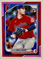2024 Bowman Gavin Williams Rookie  #66 Fuchsia /299 RC Guardians