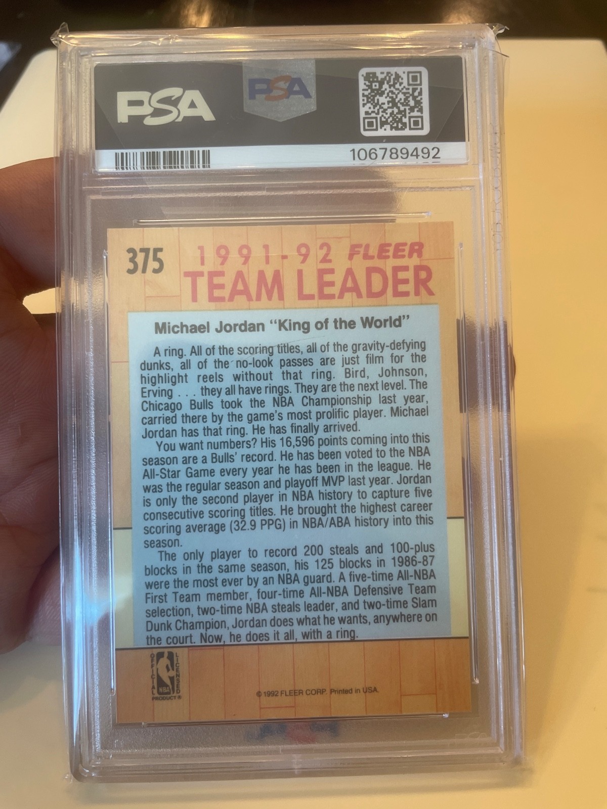 1991 Fleer #375 Michael Jordan PSA 9 view 2