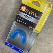 Shock Doctor Double Brace Mouthguard Strapless Adult 12+ Blue Instant Fit New!