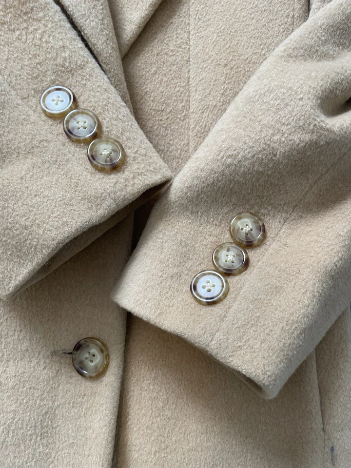 Vintage Katherine Kelly Petites Camel Hair Tan Women's Winter Trench Coat Sz. 8P - Image 4 of 4