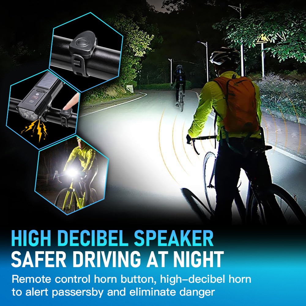 Waterproof LED Bike Light USB Rechargeable Bicycle Front Headlight w/ 120dB Horn