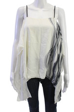 Halston Heritage Womens Camisole White 100% Silk Striped Sleeveless Size L