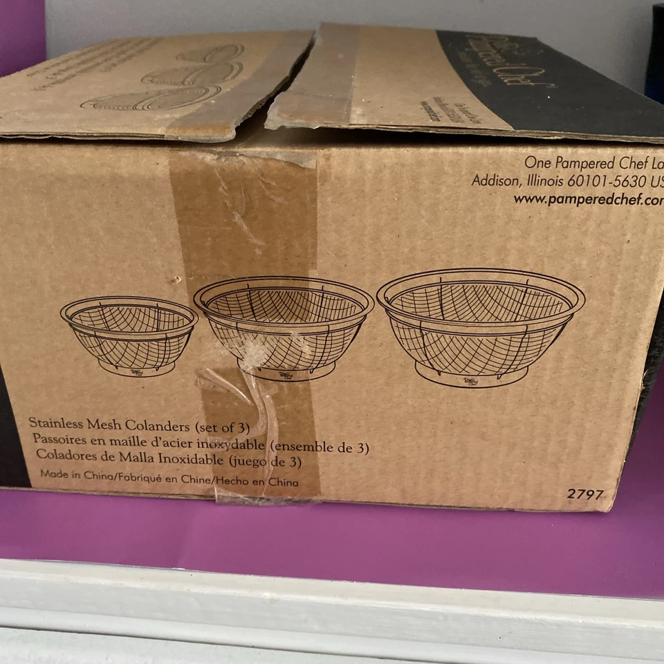 Pampered Chef Stainless Steel Mesh Colander Set Of Three - Image 3 of 4