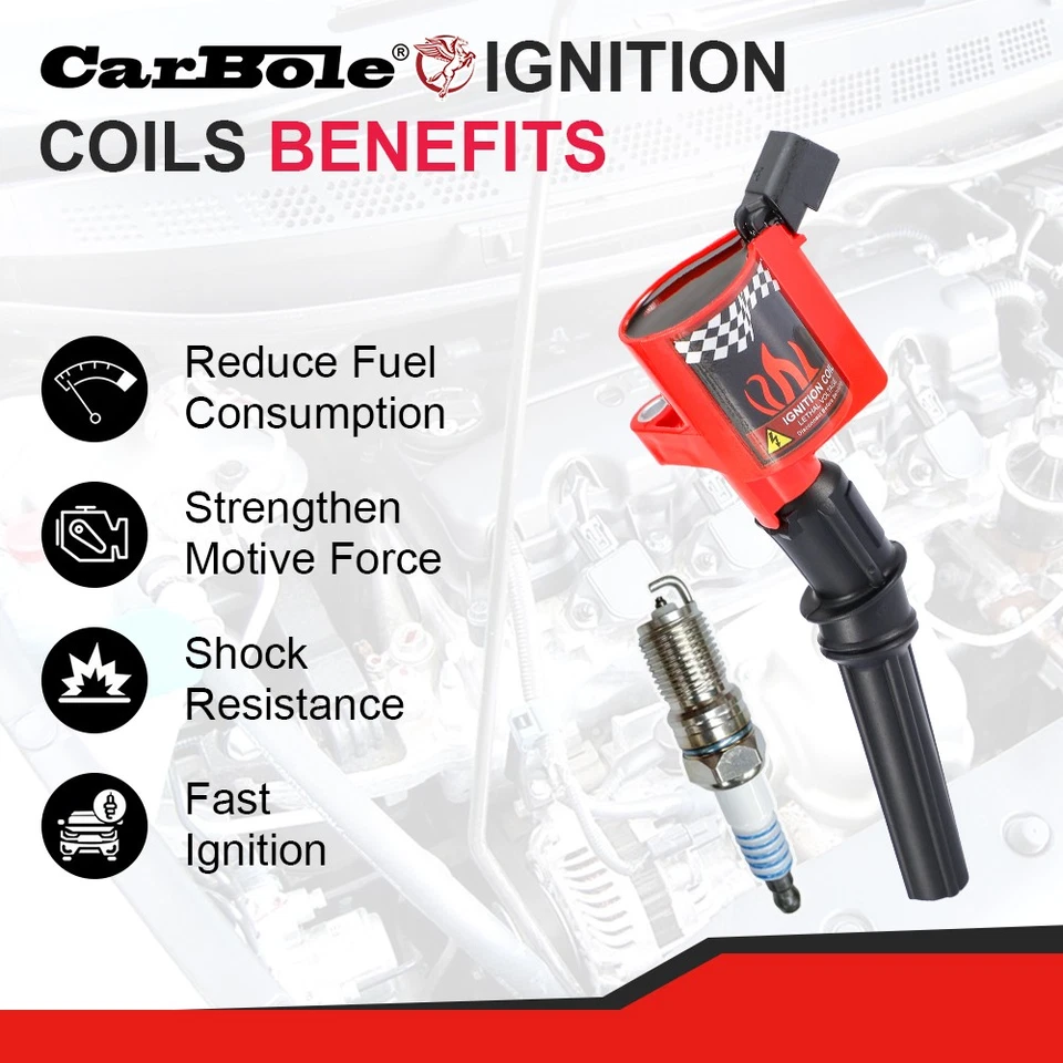 10 Ignition Coil Pack & Iridium Spark Plug For Ford E-350 6.8L V10 DG508 SP479 - Image 2 of 4